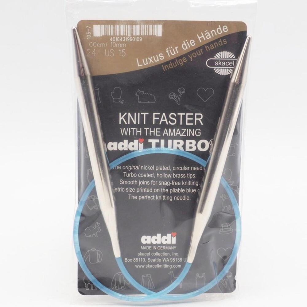 addi Knitting Needle Turbo Circular Skacel Exclusive Blue Cord 24 inch US 15